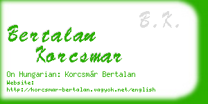 bertalan korcsmar business card